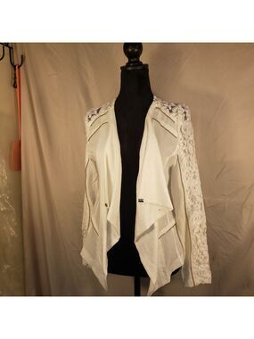 Elegant La Seine White Lace Detail Blazer - S